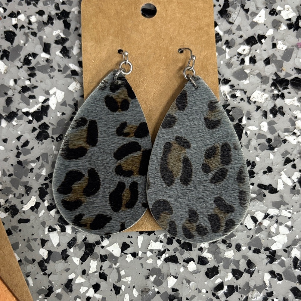 Leopard Print Teardrop Earrings